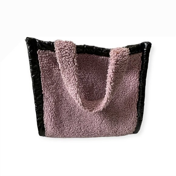 Stand Studio faux shearling tote bag, pink, one size - Picture 3 of 13